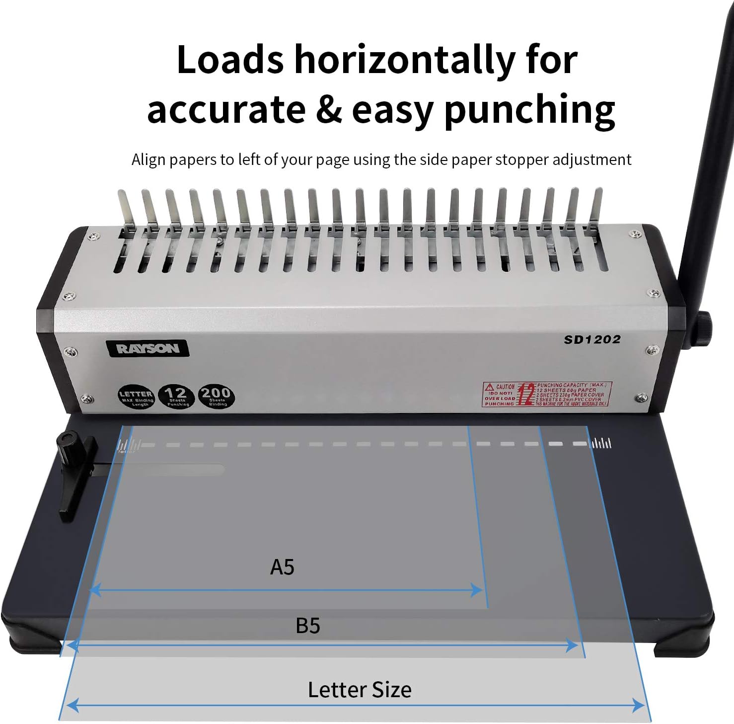 RAYSON SD1202 Comb Binding Machine, 19 Holes, Max Punching Letter Size, with Comb Set Binder for Daily Binding - Image 4